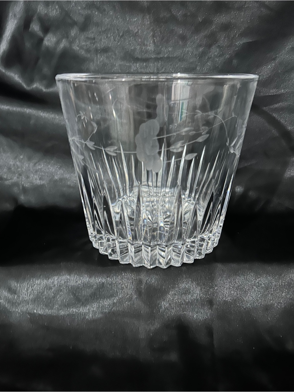 VTG Princess House Heritage Crystal Ice Bucket Wine Chiller Etched Floral Cut